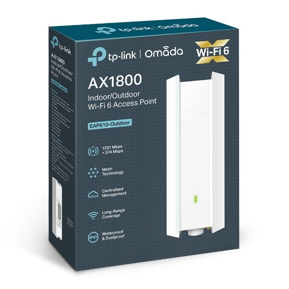 TP-Link Точка доступу EAP610 OUTDOOR AX1800 1xGE LAN PoE MU-MIMO OFDMA зовн.