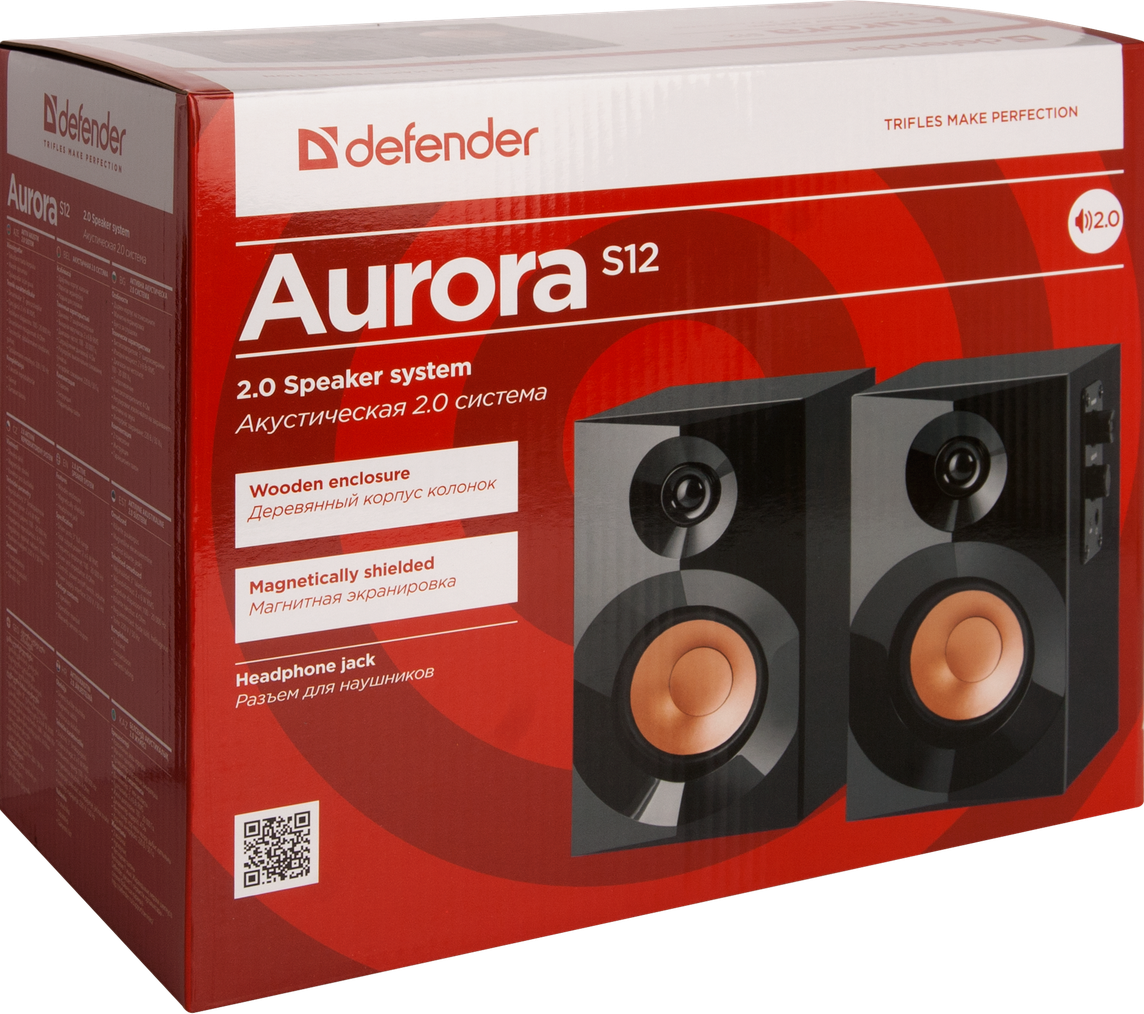 Акустика Defender 2.0 Aurora S12 12W дерево (65415)