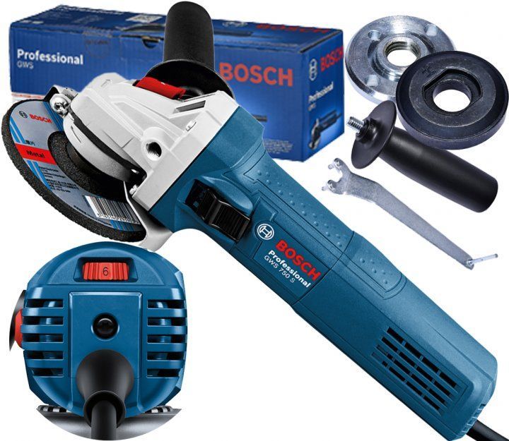 Кутова шліфувальна машина Bosch Professional GWS 750 S, 750Вт, 125мм диск, регулятор швидкості (0601394121) Кутова шліфувальна машина Bosch Professional GWS 750 S, 750Вт, 125мм диск, регулятор швидкості (0601394121)