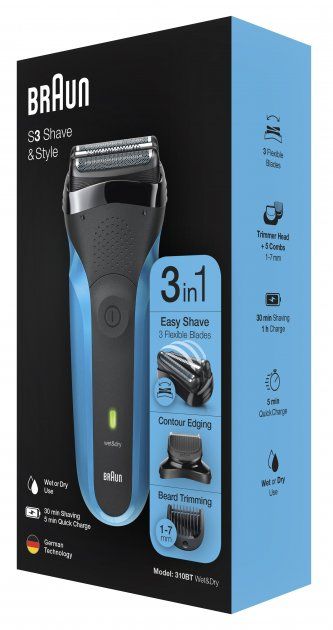 Електробритва-тример BRAUN Series 3 310BT Wet&Dry black/blue