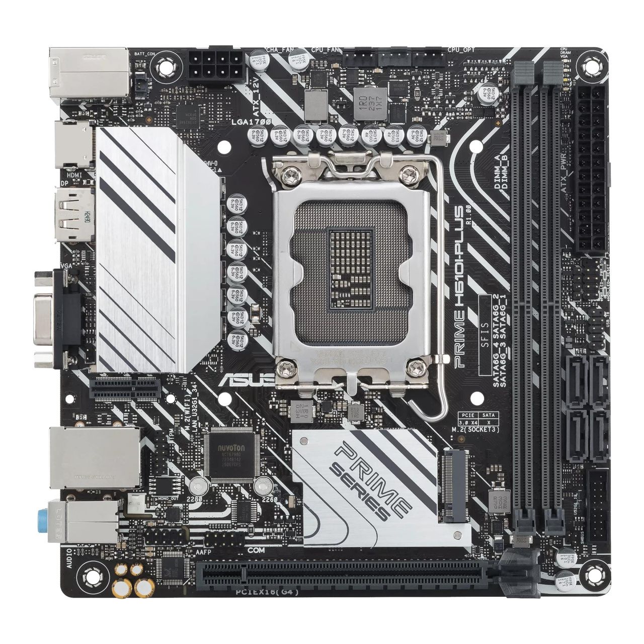 ASUS Материнcька плата PRIME H610I-PLUS-CSM s1700 H610 2xDDR5 M.2 HDMI D-Sub DP mITX