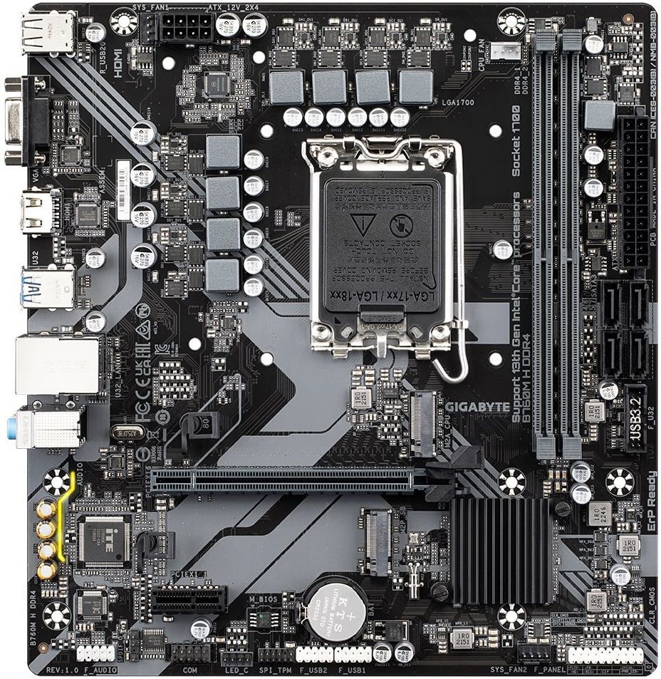 Gigabyte Материнська плата B760M H DDR4 s1700 B760M 2xDDR4 M.2 HDMI mATX
