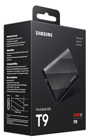 SSD накопичувач Samsung T9 Shield 1TB USB 3.2 Type-C Black (MU-PG1T0B/EU) 