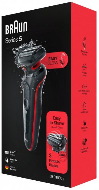 Електробритва Braun Series 5 51-R1000s BLACK / RED