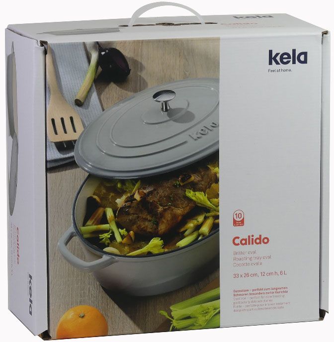 Каструля чавунна з кришкою Kela Calido 24 см 3.8 л Сіра (12606)