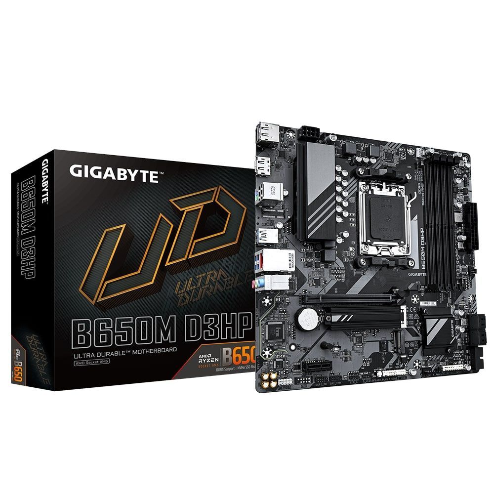 Gigabyte Материнська плата B650M D3HP sAM5 B650 4xDDR5 M.2 HDMI DVI mATX