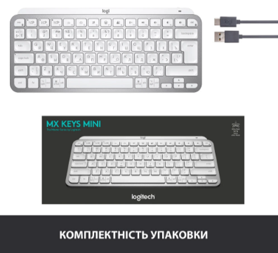 Клавіатура Logitech MX Keys Mini Minimalist Wireless US Pale Grey (920-010499)