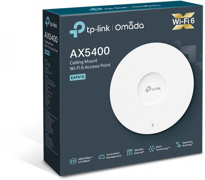 TP-Link Точка доступу EAP670 AX5400 1x2.5GE LAN PoE MU-MIMO стел.