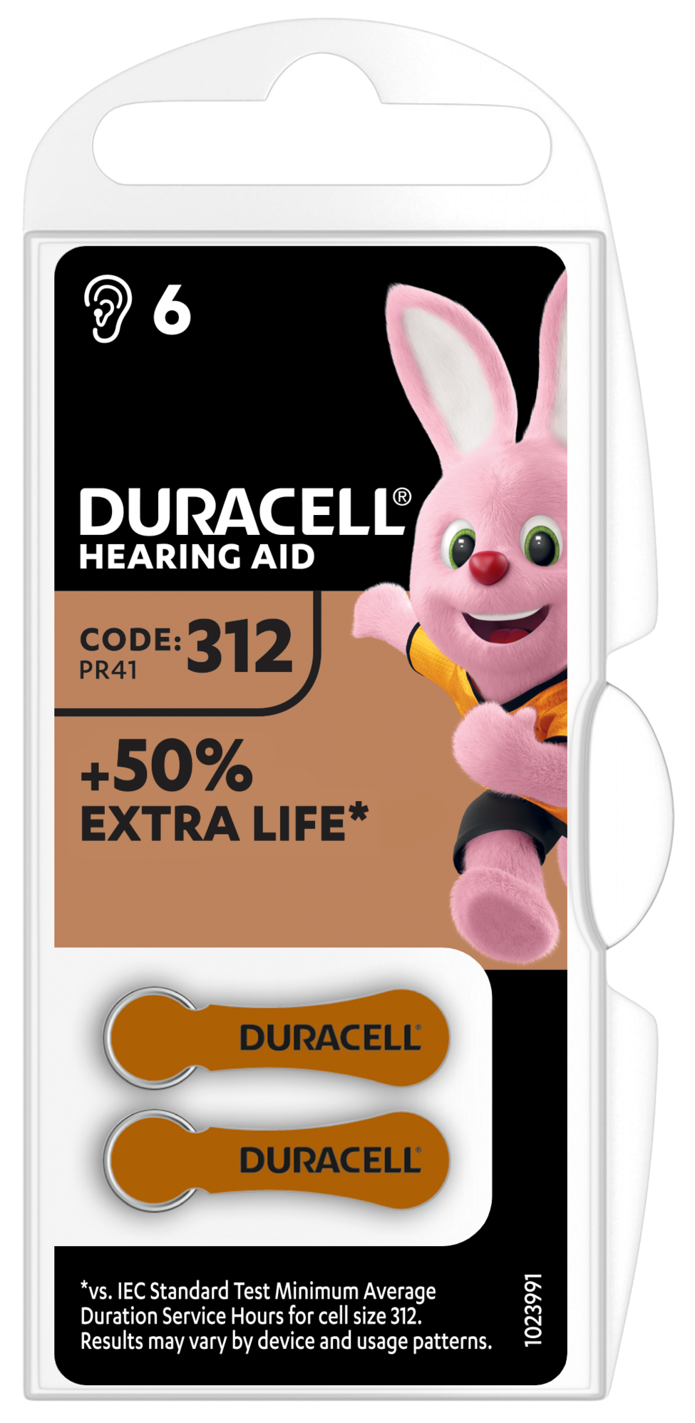 Батарейка Duracell HA 312 уп. 6 шт.