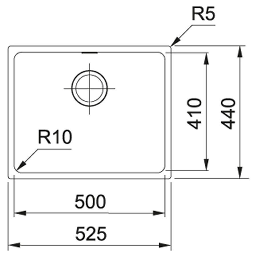 Franke Кухонна мийка Sirius SID 110-50/144.0649.561/тектонайт/525х440х200/монтаж під стільницю/сірий