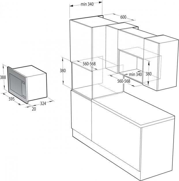 Вбудована мікрохвильова піч Gorenje BMI201AG1X