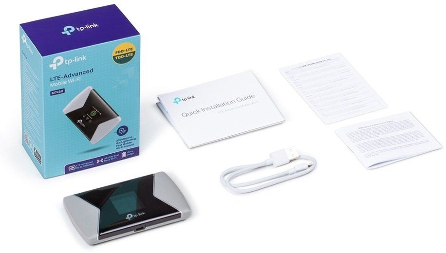 TP-Link 4G-Маршрутизатор M7450 N300 4G LTE 1xSim card Slot 1xMicroSD card bat. 3000 mAh color display