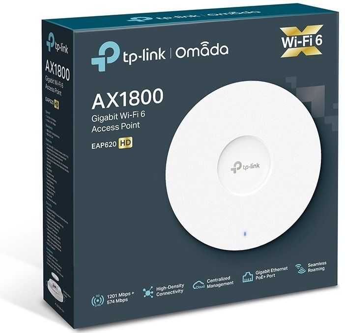 TP-Link Точка доступу EAP620 HD AX1800 1xGE LAN PoE MU-MIMO стельова