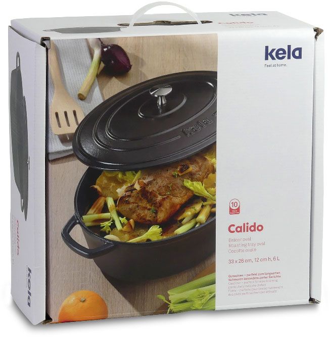 Каструля чавунна з кришкою Kela Calido 21 см 2.5 л Чорна (12470)
