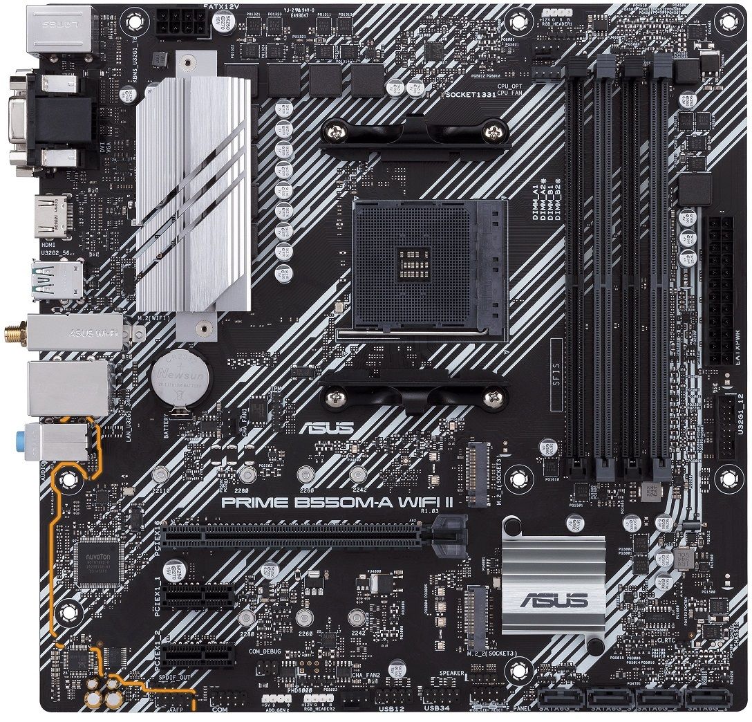 ASUS Материнcька плата PRIME B550M-A WIFI II sAM4 B550 4xDDR4 M.2 HDMI DP D-Sub Wi-Fi BT mATX