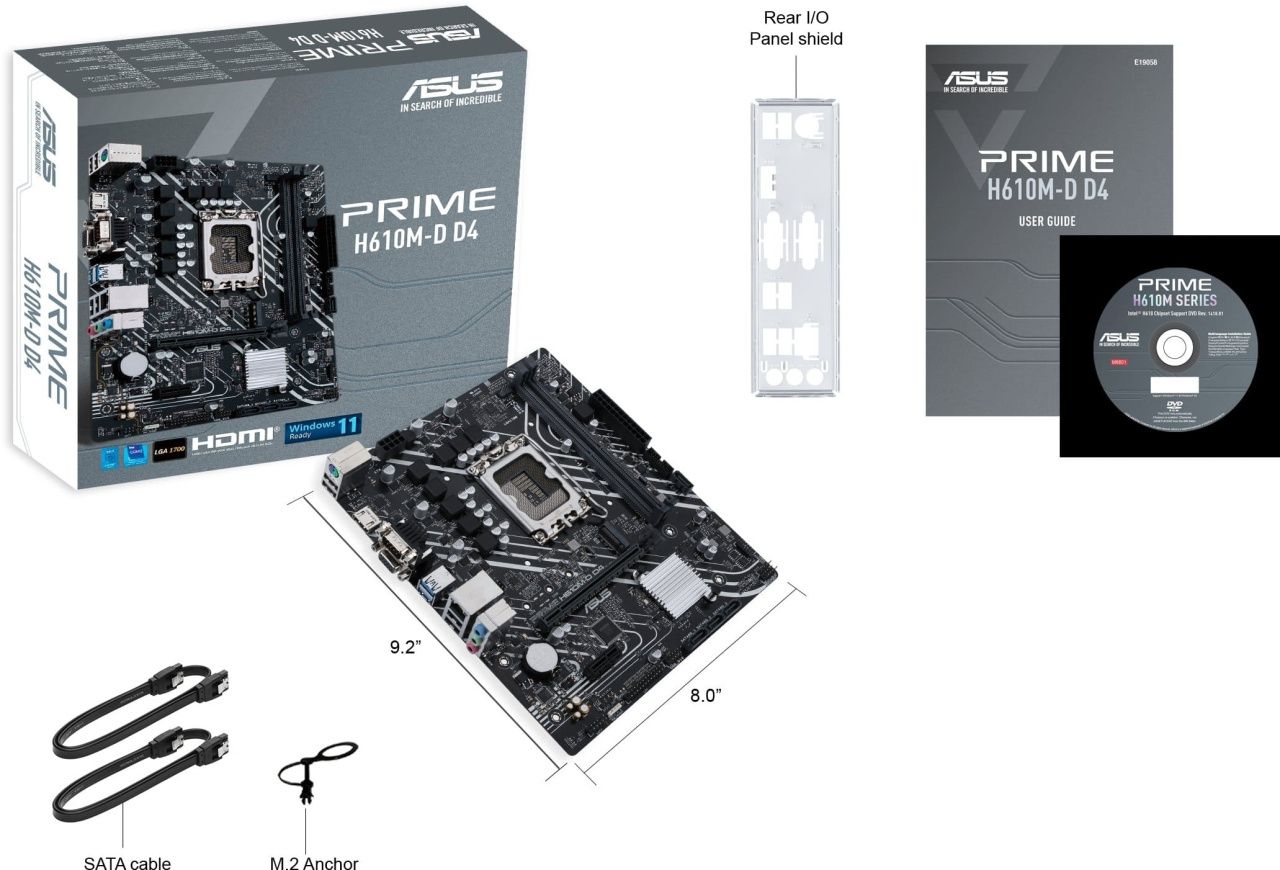 ASUS Материнcька плата PRIME H610M-D D4 s1700 H610 2xDDR4 M.2 HDMI D-Sub mATX