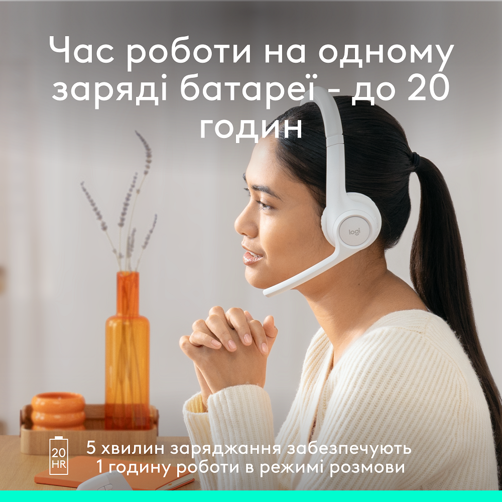 Гарнитура Logitech Zone 300 Wireless Headset BT White (981-001417) 