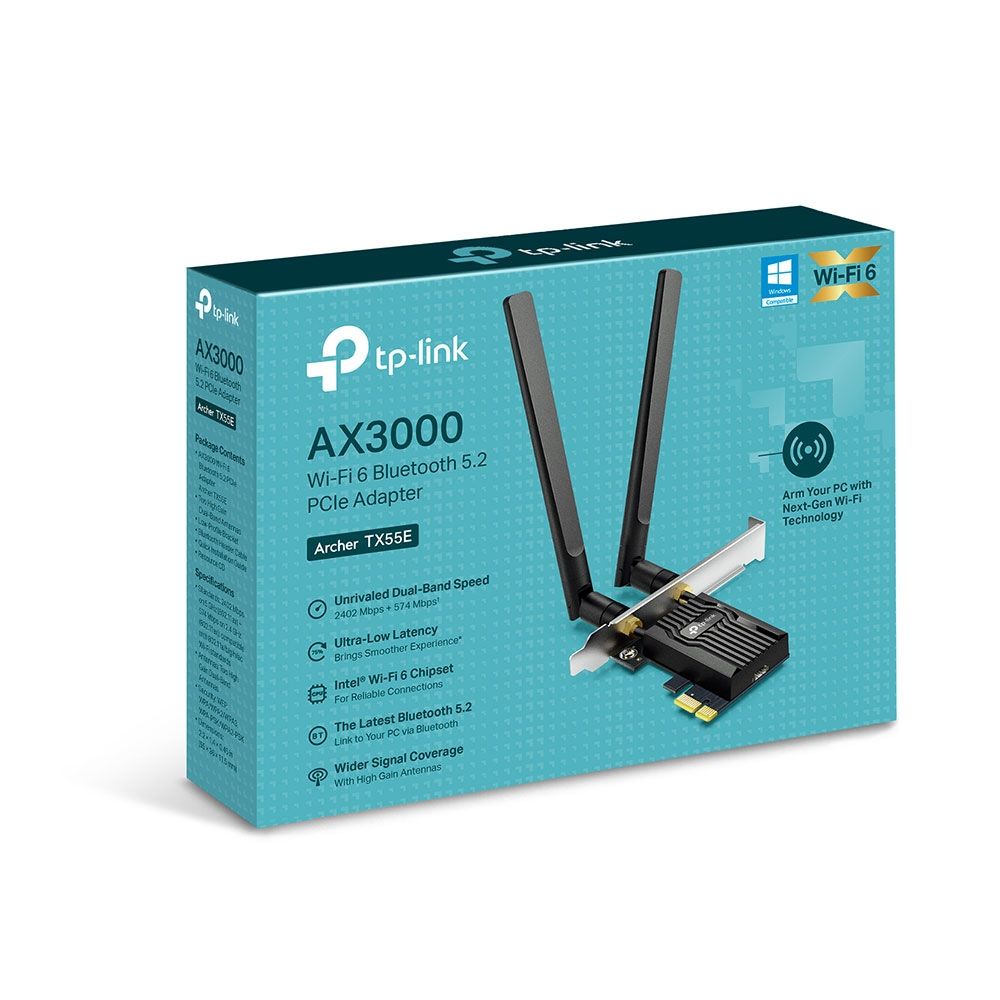 TP-Link Адаптер WiFi Archer TX55E AX3000, PCI-Express x1, BT5.2