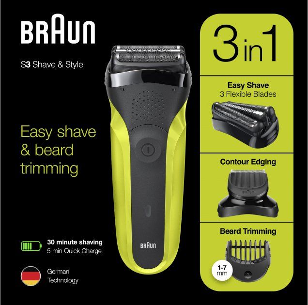 Електробритва BRAUN Series 3 300BT black/green