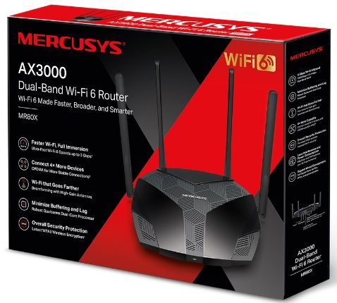 Mercusys Маршрутизатор MR80X AX3000 3xGE LAN 1xGE WAN MU-MIMO OFDMA