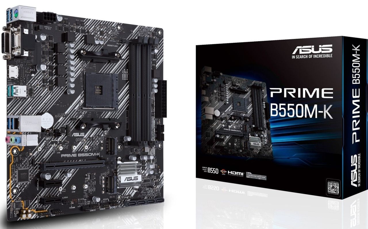 ASUS Материнcька плата PRIME B550M-K sAM4 B550 4xDDR4 M.2 HDMI DVI D-Sub mATX