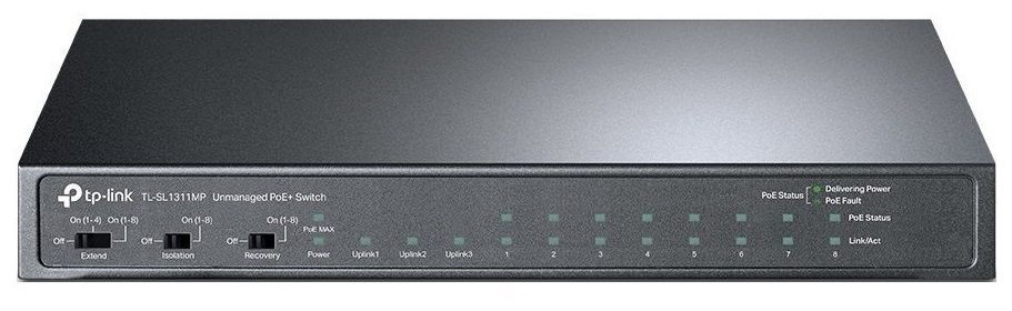 TP-Link Комутатор TL-SL1311MP 8x1FE/PoE+ 124W 2xGE 1xSFP TP-Link Комутатор TL-SL1311MP 8x1FE/PoE+ 124W 2xGE 1xSFP