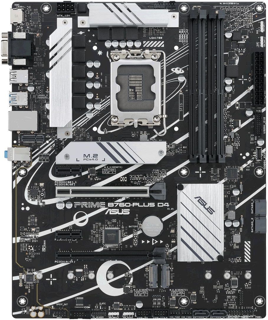 ASUS Материнcька плата PRIME B760-PLUS D4 s1700 B760 4xDDR4 M.2 HDMI D-Sub DP ATX