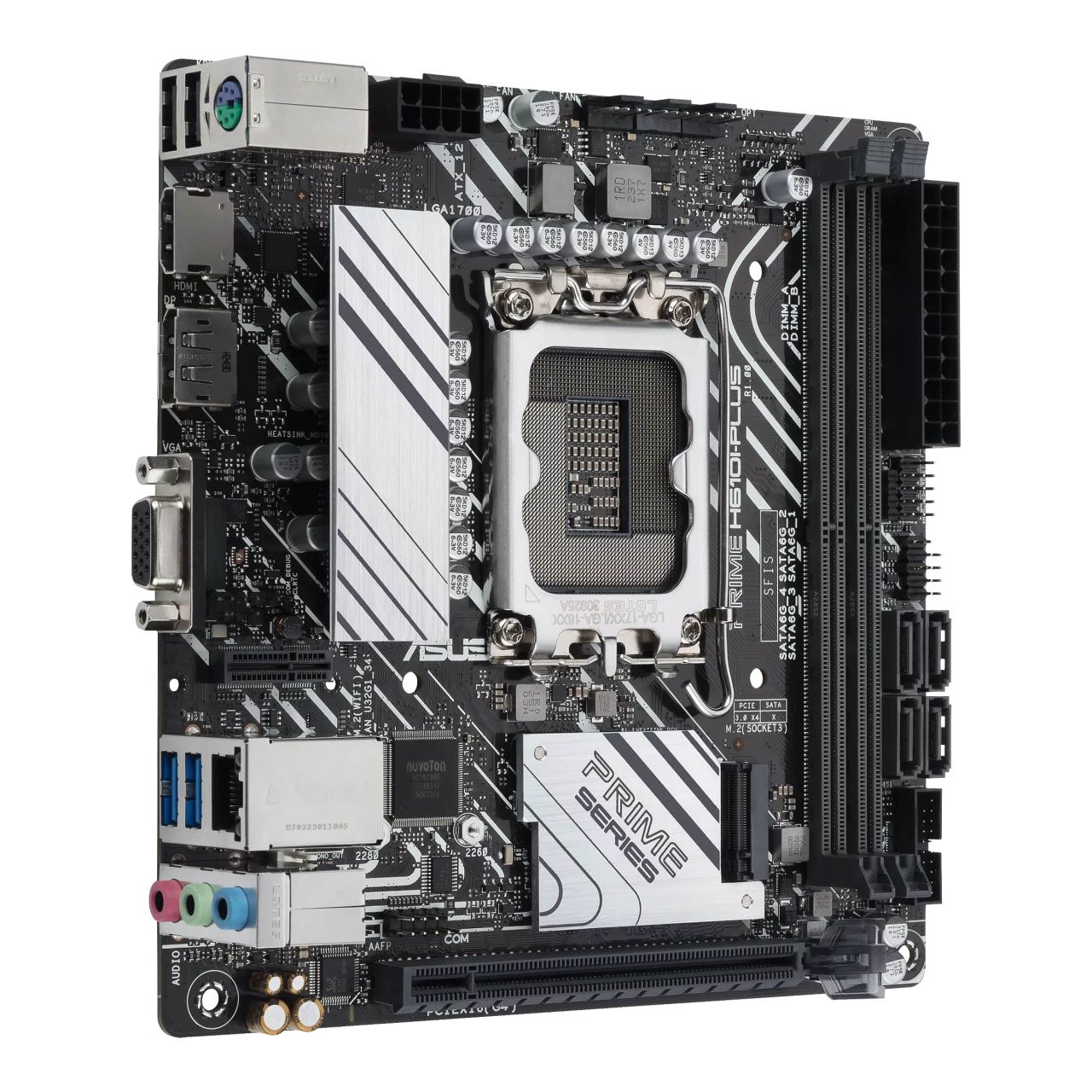 ASUS Материнcька плата PRIME H610I-PLUS-CSM s1700 H610 2xDDR5 M.2 HDMI D-Sub DP mITX