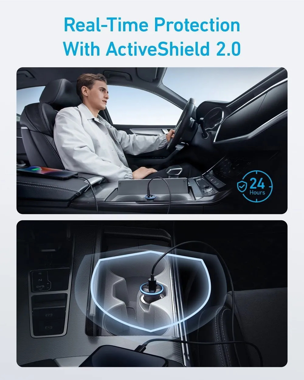Автомобільний зарядний пристрій Anker 323 PowerDrive 52.5W 1xUSB-A, 1xUSB-C, PIQ3.0 Black (A2735G11)