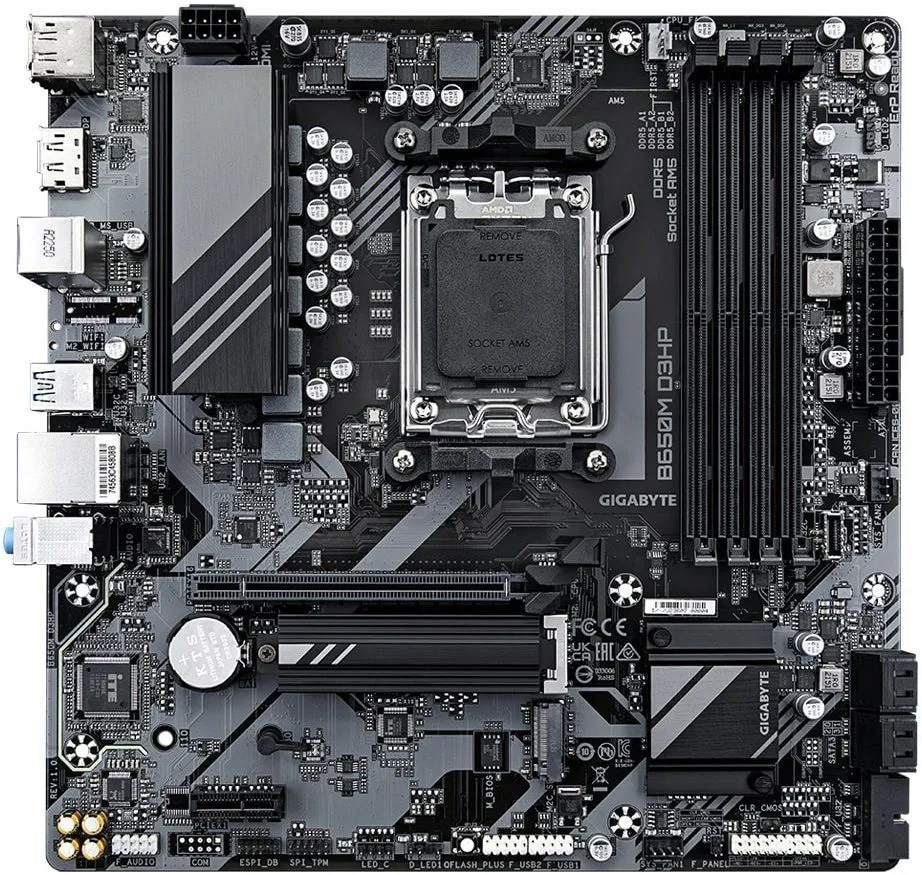 Gigabyte Материнська плата B650M D3HP sAM5 B650 4xDDR5 M.2 HDMI DVI mATX