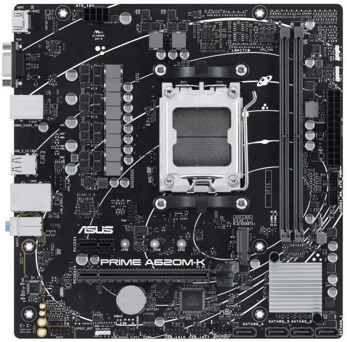 ASUS Материнcька плата PRIME A620M-K sAM5 A620 2xDDR5 HDMI D-Sub mATX