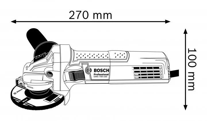 Кутова шліфувальна машина Bosch Professional GWS 750 S, 750Вт, 125мм диск, регулятор швидкості (0601394121)