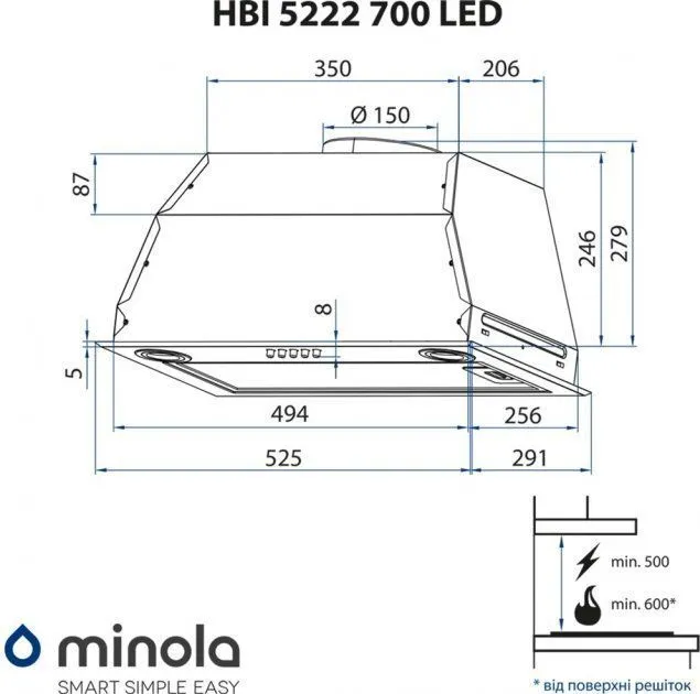 Витяжка MINOLA HBI 5222 I 700 LED