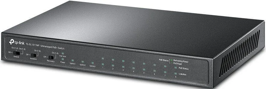 TP-Link Комутатор TL-SL1311MP 8x1FE/PoE+ 124W 2xGE 1xSFP