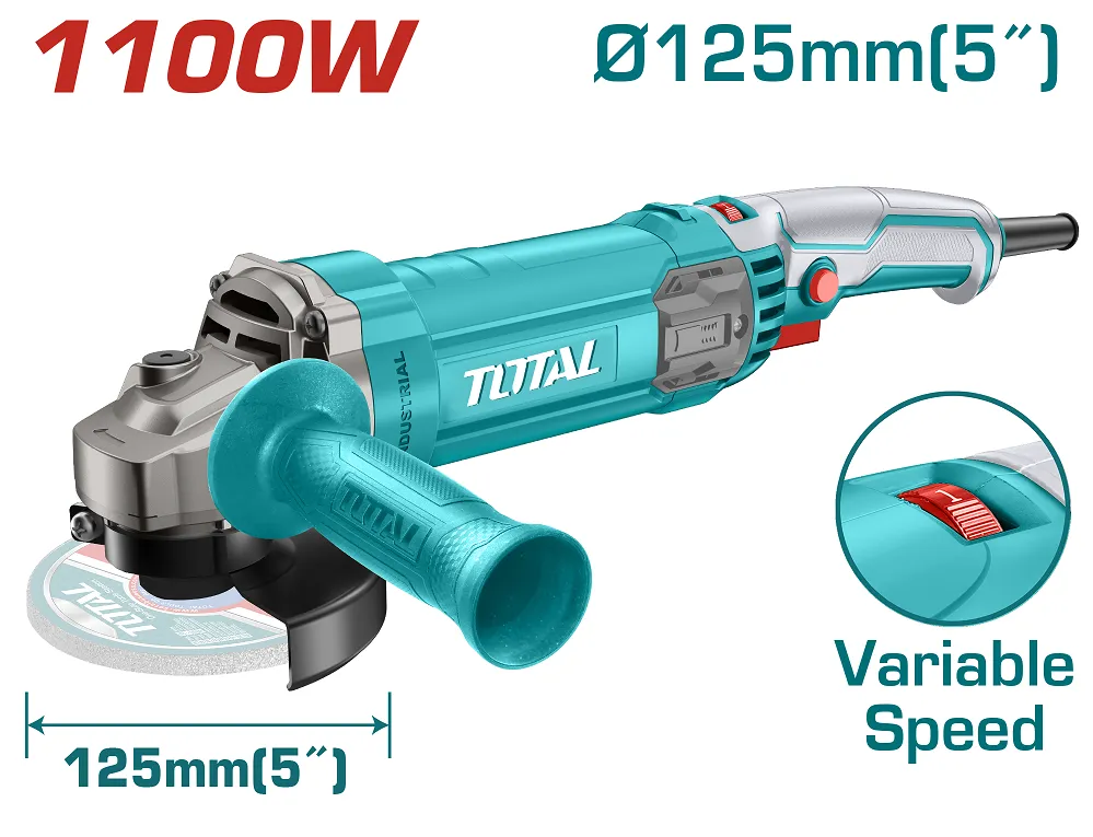 Кутова шліфувальна машина TOTAL TG110125565 1100Вт, 125мм, 5000-12000 об/хв.