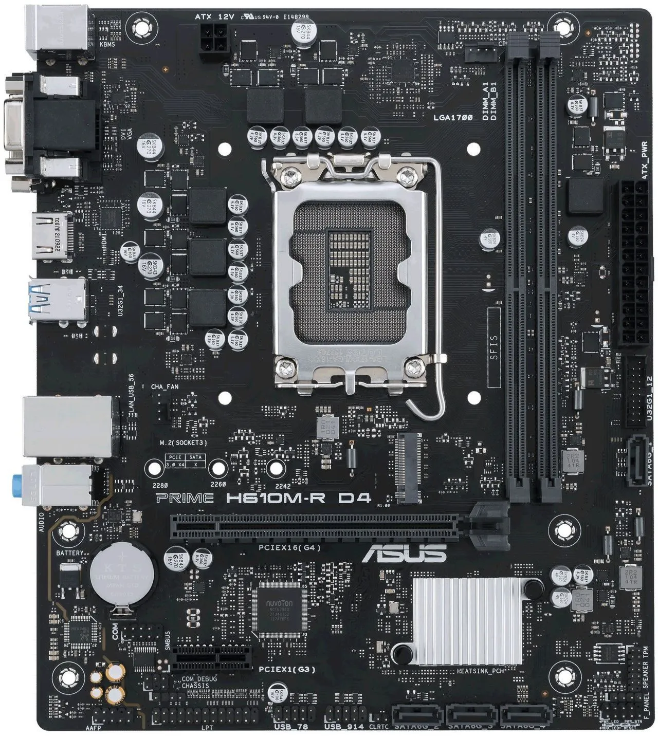 ASUS Материнcька плата PRIME H610M-R D4-SI s1700 H610 2xDDR4 M.2 HDMI VGA DP mITX WHITE BOX WITH ACCESSORY