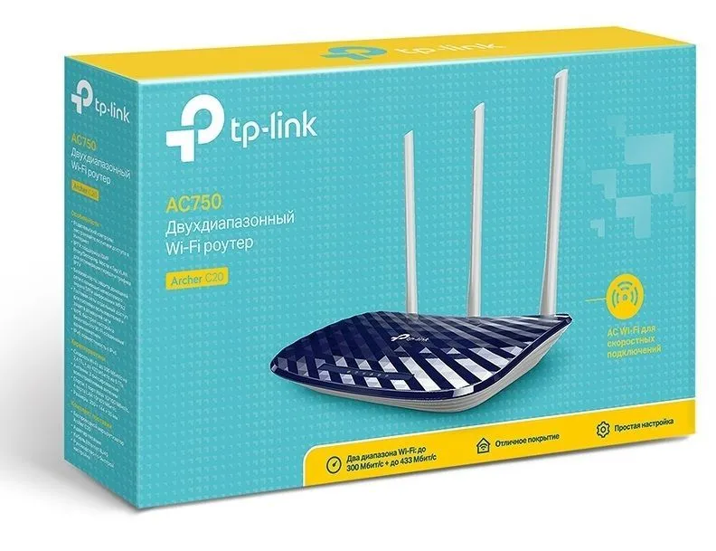 Бездротовий маршрутизатор TP-Link Archer C20 AC750 3-ant Wireless Router