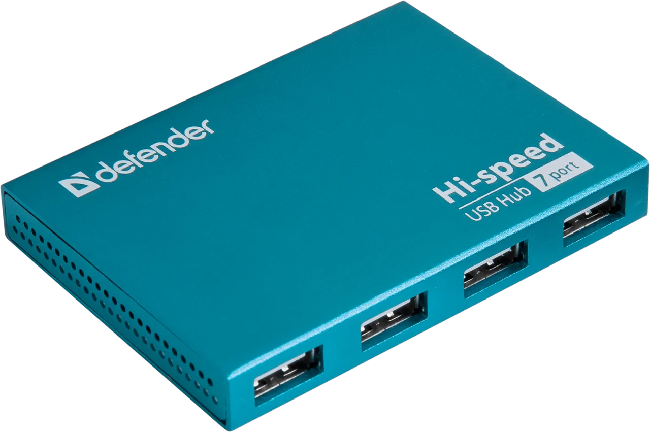 USB-хаб Defender Septima Slim+Adapterб 7xUSB 2.0 220V (83505)