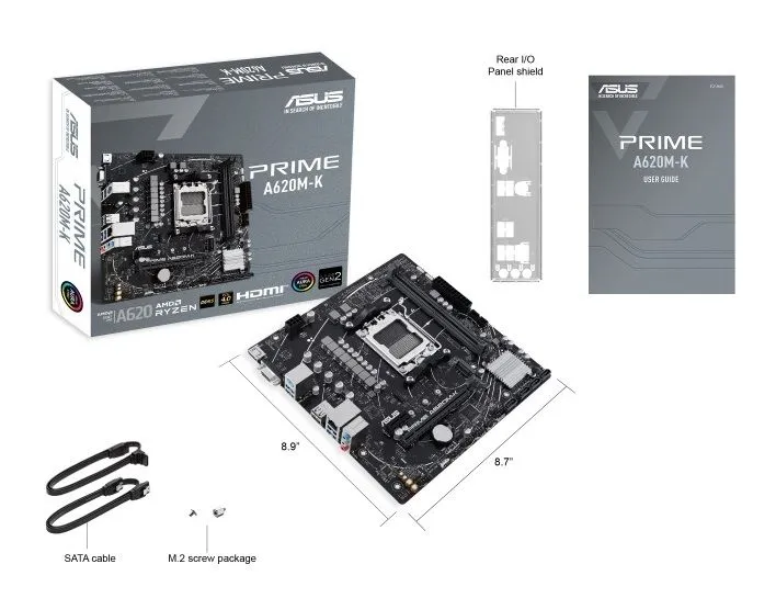 ASUS Материнcька плата PRIME A620M-K sAM5 A620 2xDDR5 HDMI D-Sub mATX