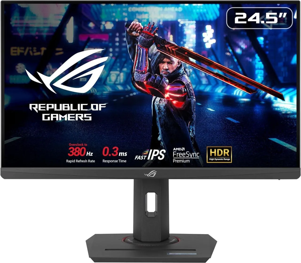 ASUS Монітор 24.5" ROG Strix XG259QNS 2xHDMI, DP, 2xUSB, Audio, IPS, 380Hz, 0.3ms, sRGB 110%, AdaptiveSync, Pivot, HDR400