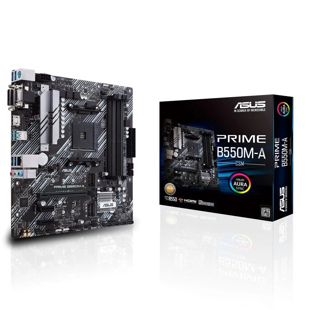 ASUS Материнcька плата PRIME B550M-A/CSM sAM4 B550 4xDDR4 M.2 HDMI DVI D-Sub CSM mATX