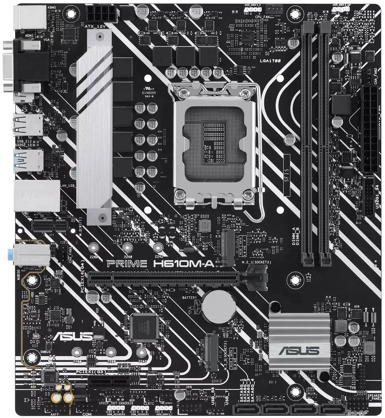 ASUS Материнcька плата PRIME H610M-A-CSM s1700 H610 2xDDR5 M.2 HDMI D-Sub DP mATX