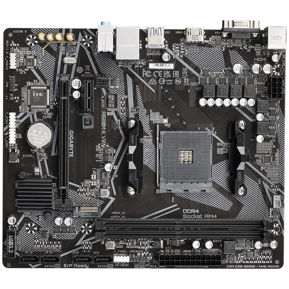 Gigabyte Материнська плата A520M K V2 sAM4 A520M 2xDDR4 M.2 HDMI DP mATX
