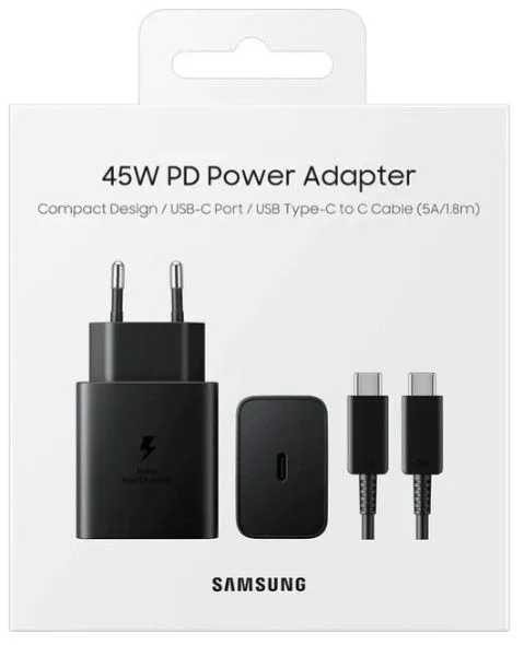 Мережевий зарядний пристрій Samsung 45W Compact Power Adapter (w C to C Cable) EP-T4511XBEGEU Black
