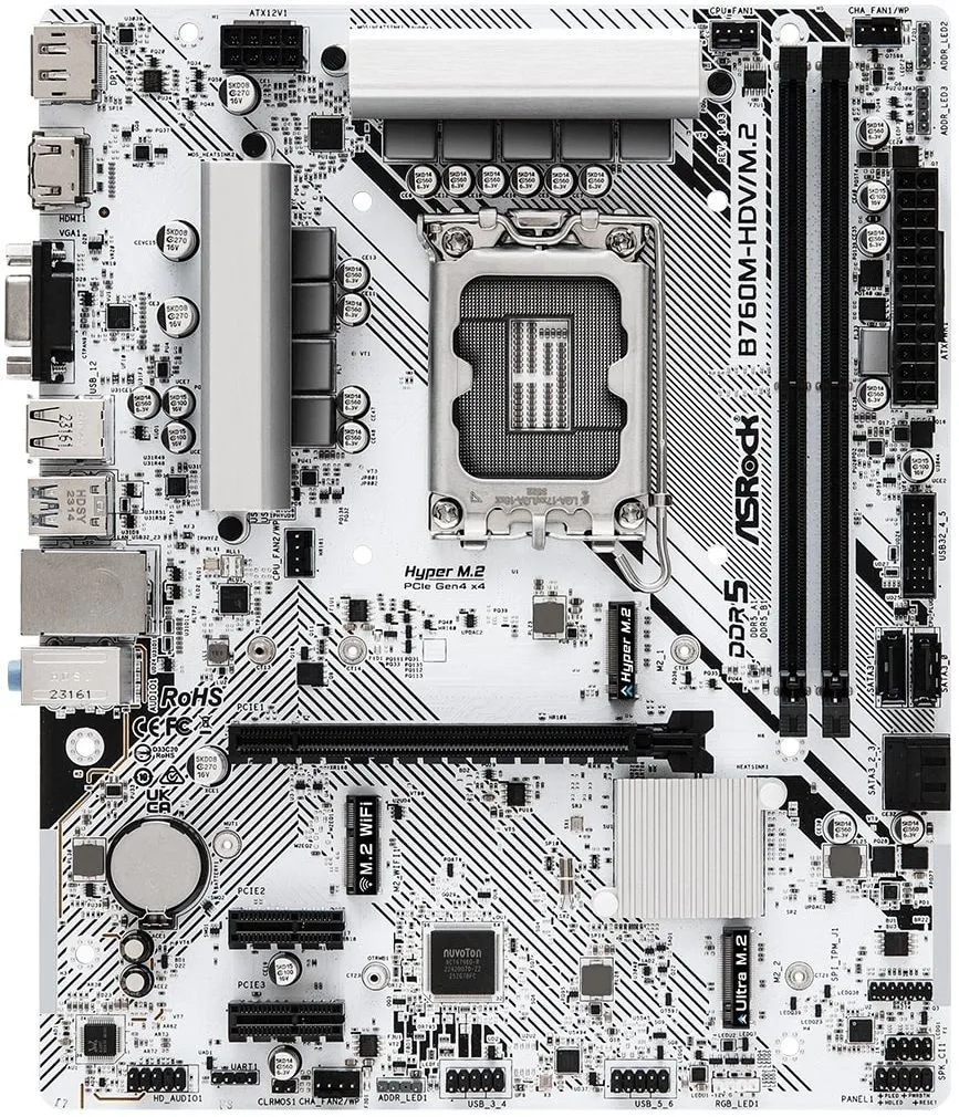 ASRock Материнська плата B760M-HDV/M.2 s1700 B760 2xDDR5 M.2 HDMI DP mATX
