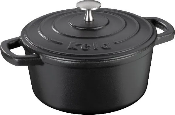 Каструля чавунна з кришкою Kela Calido 21 см 2.5 л Чорна (12470)
