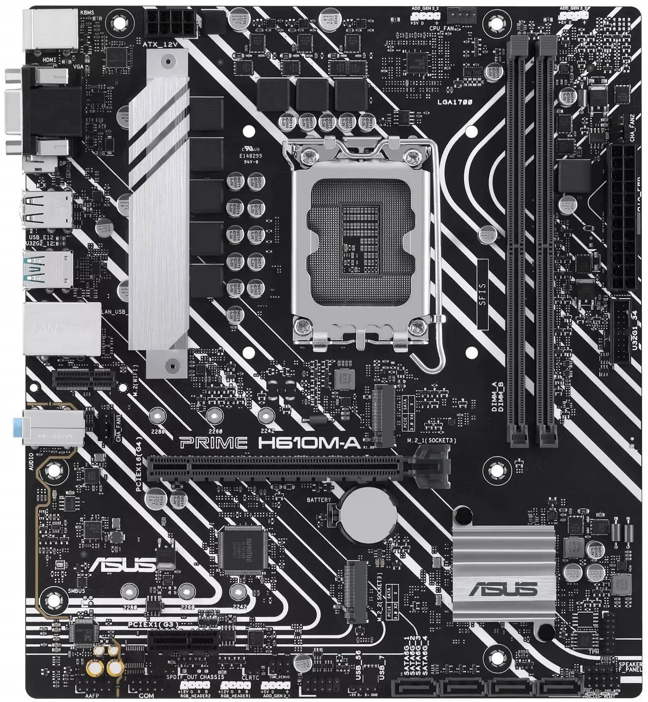ASUS Материнcька плата PRIME H610M-A-CSM s1700 H610 2xDDR5 M.2 HDMI D-Sub DP mATX