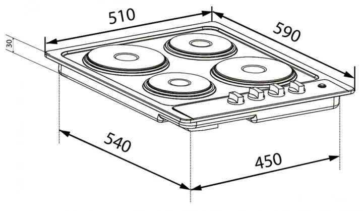 Варочна поверхня електрична VENTOLUX HE604 (INOX) 1