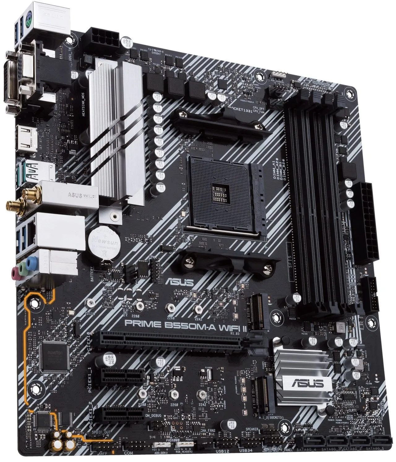ASUS Материнcька плата PRIME B550M-A WIFI II sAM4 B550 4xDDR4 M.2 HDMI DP D-Sub Wi-Fi BT mATX