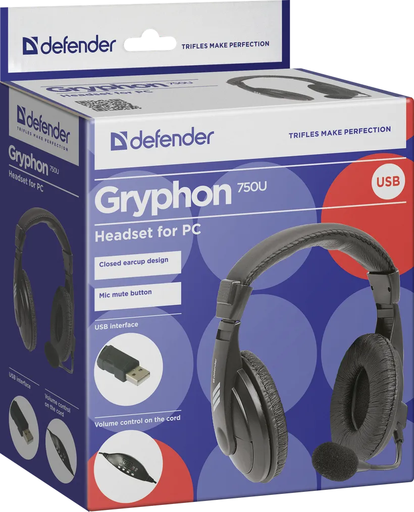 Гарнітура Defender Gryphon 750U USB Black (63752)